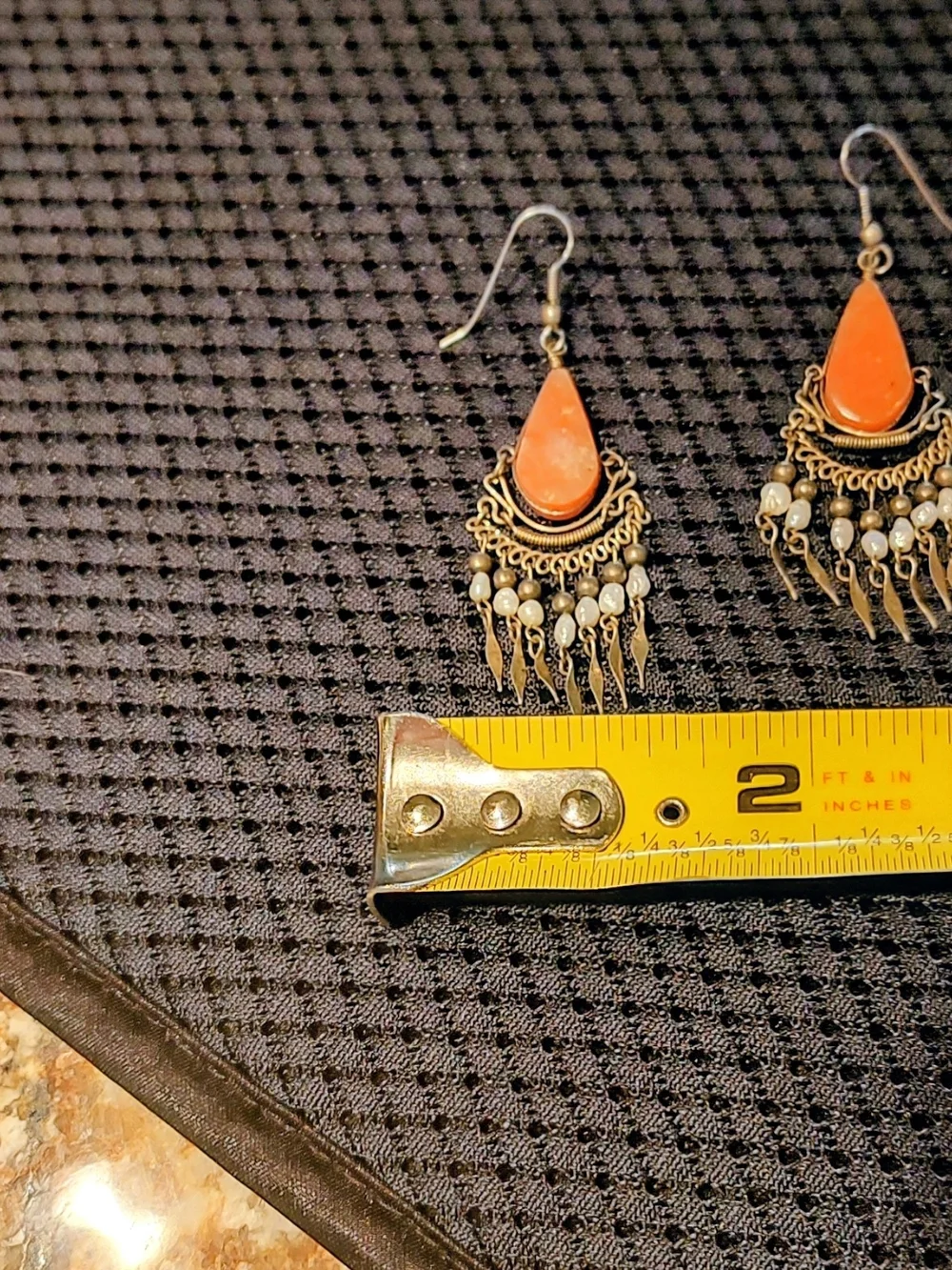 Bohemian Orange/Peachy Teardrop Dangle Earrings